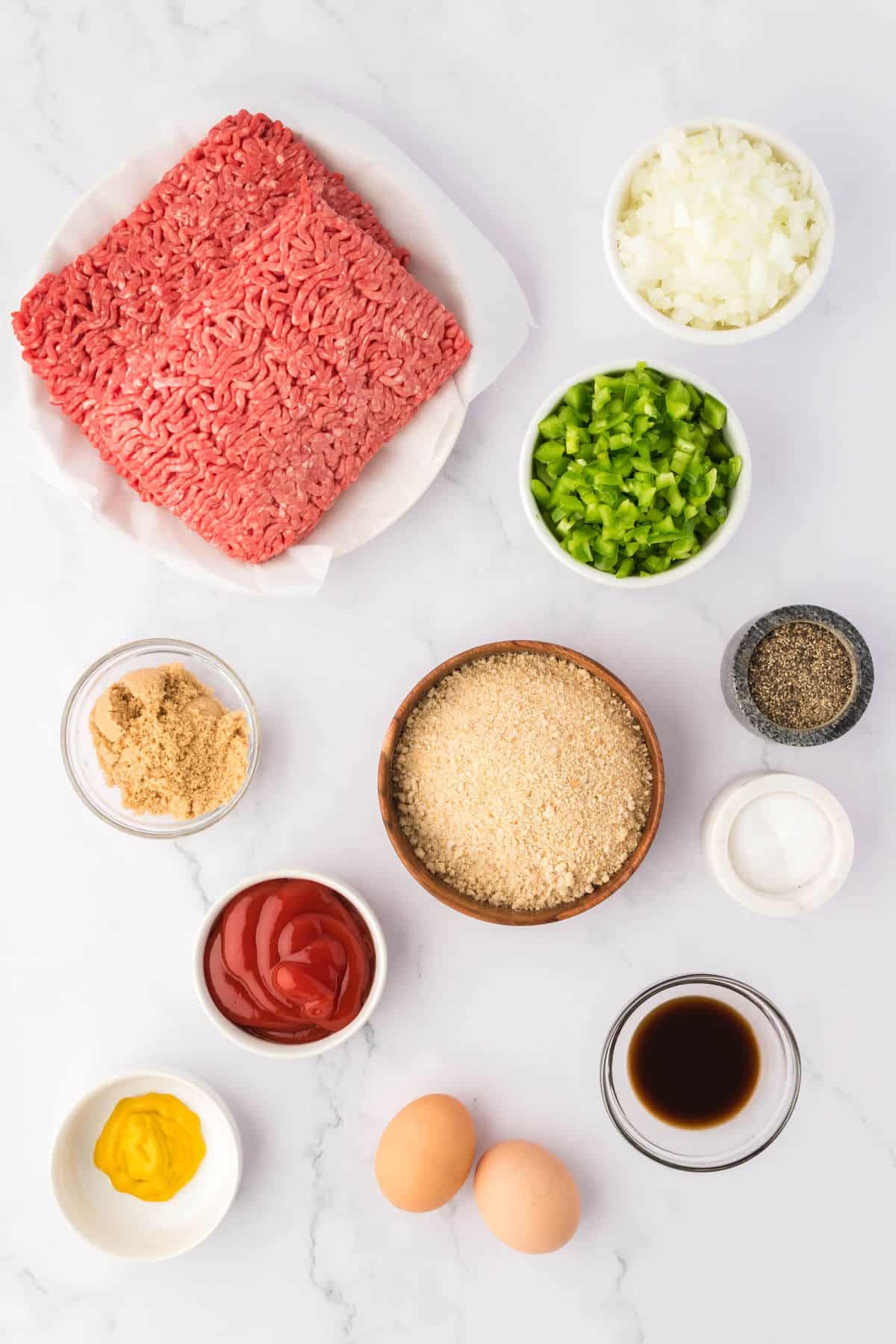 Ingredients to make the meatloaf recipe.
