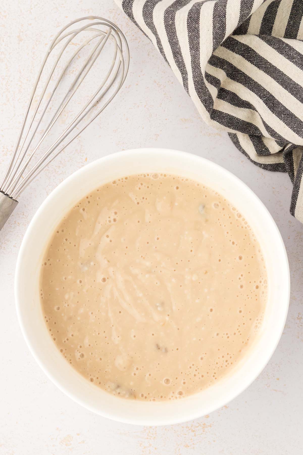 Cream of mushroom soup mixed with soy sauce.