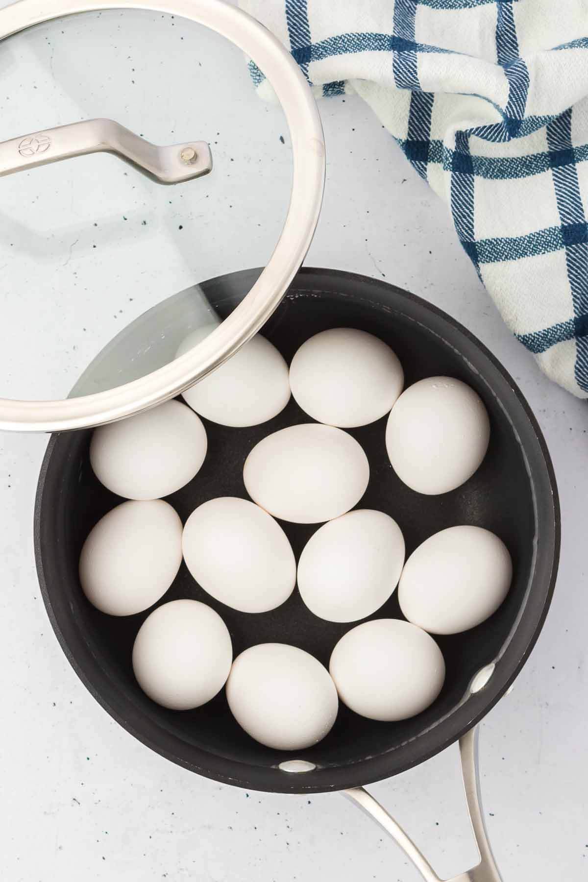 eggs in a pot to boil.
