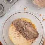 Dry ingredients mixed with wet. 