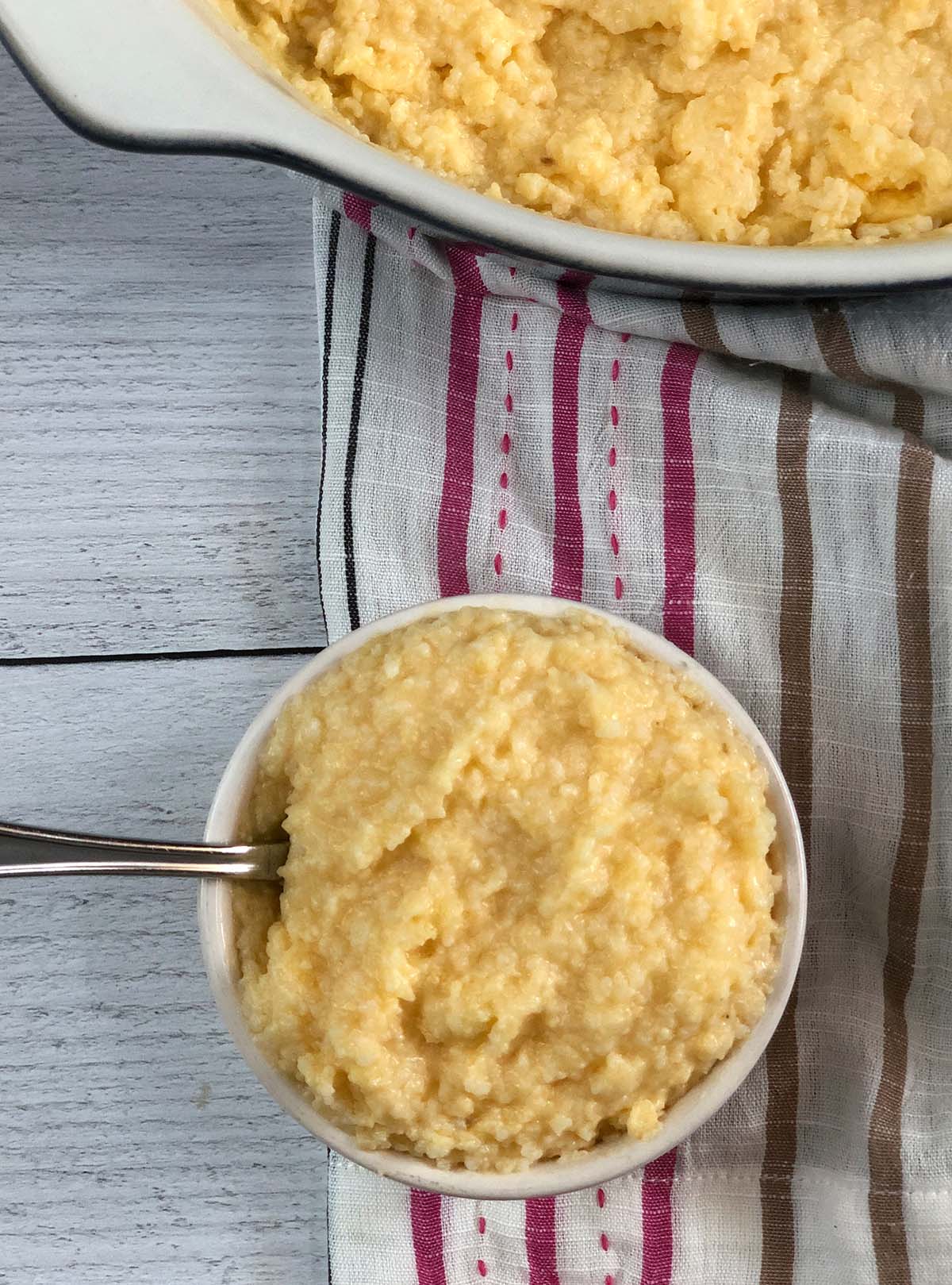 small dish of baked cheese grits
