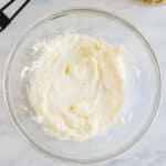 Creamed butter in clear bowl