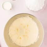 A metal bowl of creamed butter.