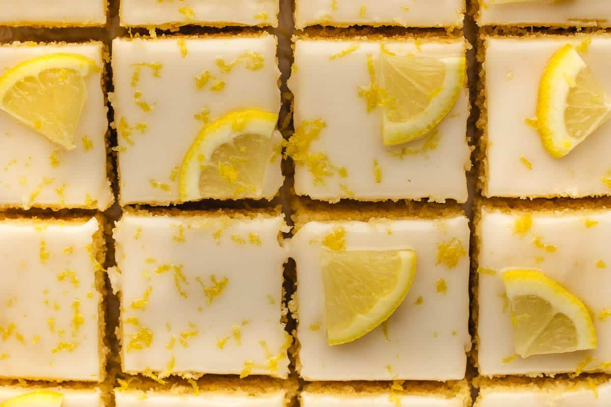 Chewy and bright lemon brownies topped with a fresh lemon glaze — the perfect sweet-tart treat!
