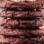 A stack of five thick chocolate cookies, with text "13 Cookie Recipes" at the top and "southernfoodandfun.com" at the bottom.