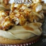 Close-up of a cake topped with caramel popcorn. Text on image reads: "18 Decadent Cakes." Website "southernfoodandfun.com" appears at the bottom.