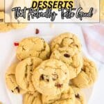 A plate of cookies with text overlay.