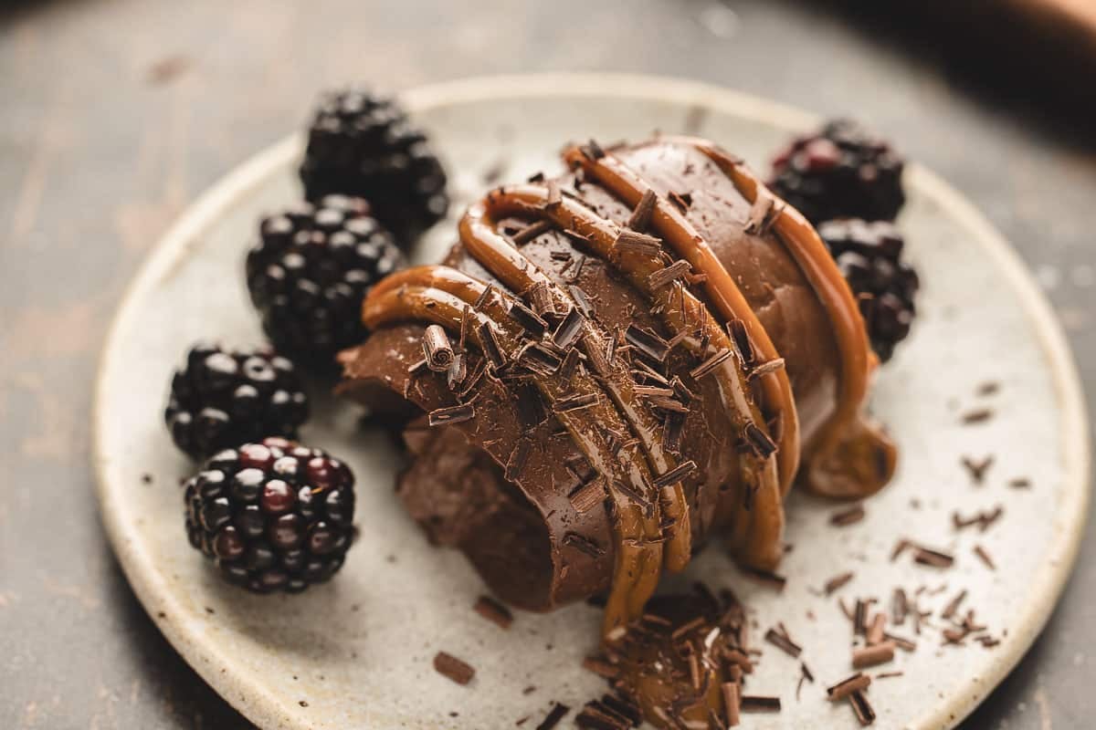 A creamy, rich Chocolate Crémeux made with bittersweet chocolate and heavy cream.