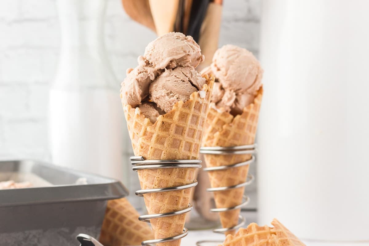A rich, scoopable no-churn chocolate banana ice cream made with heavy cream, sweetened condensed.